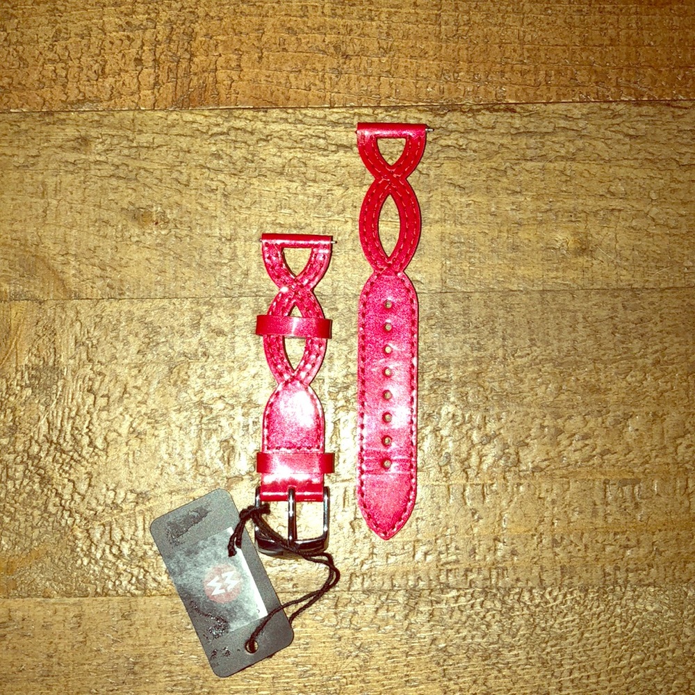 Red Leather Michele Watch Band Size 18